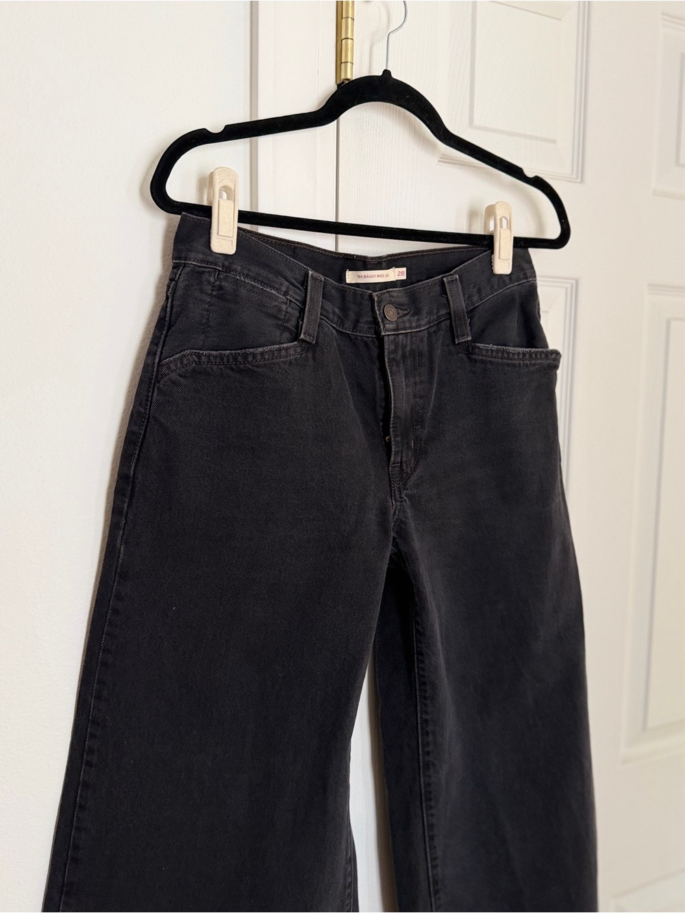 Levi's Black Denim Jeans with Tan Leather Patch